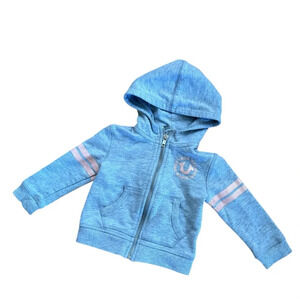 True Religion Baby Girl Gray Hoodie Full Zip Long sleeve Size 18M